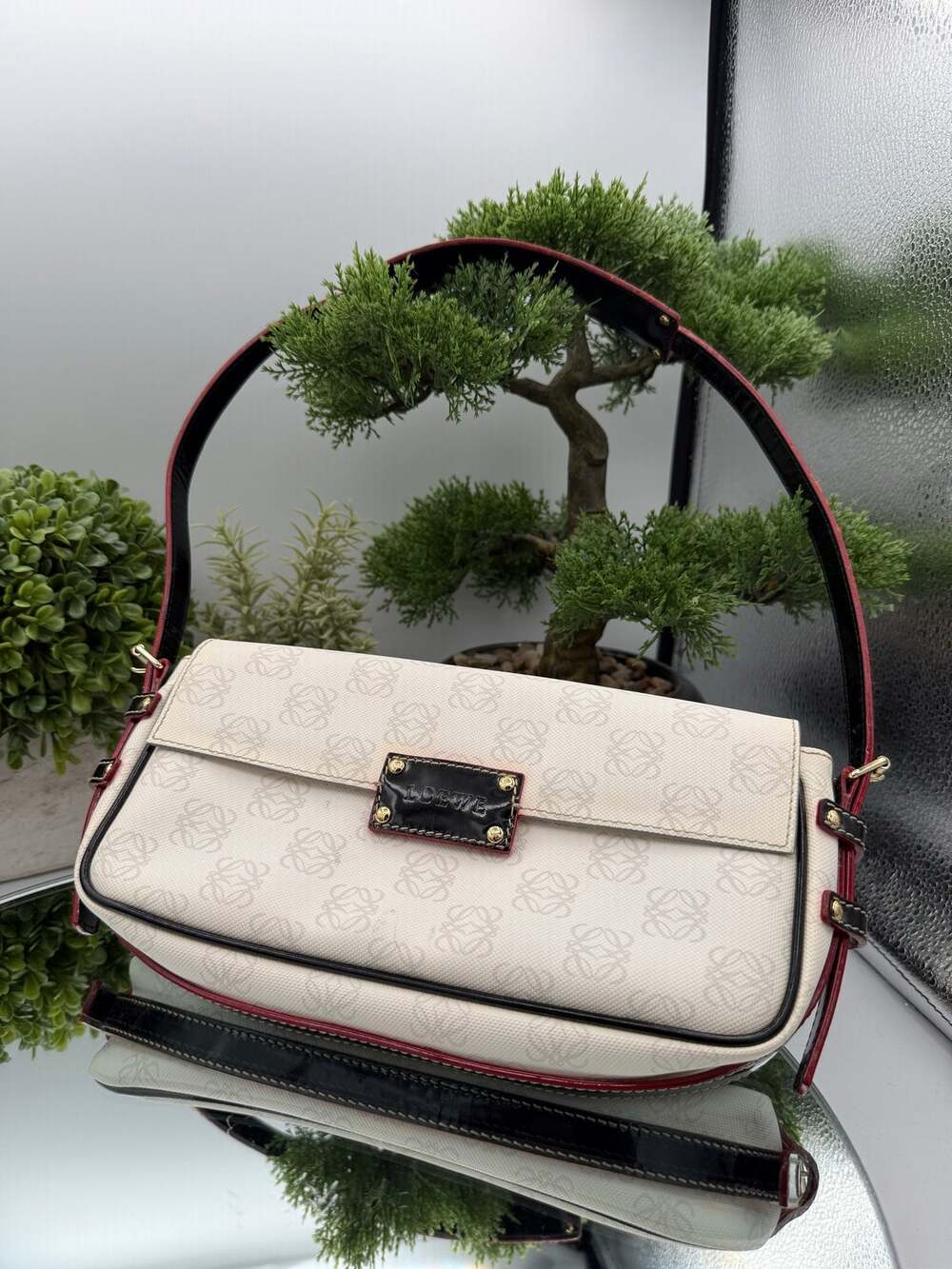 Loewe Repeat Anagram Shoulder Bag White Black, & Red
